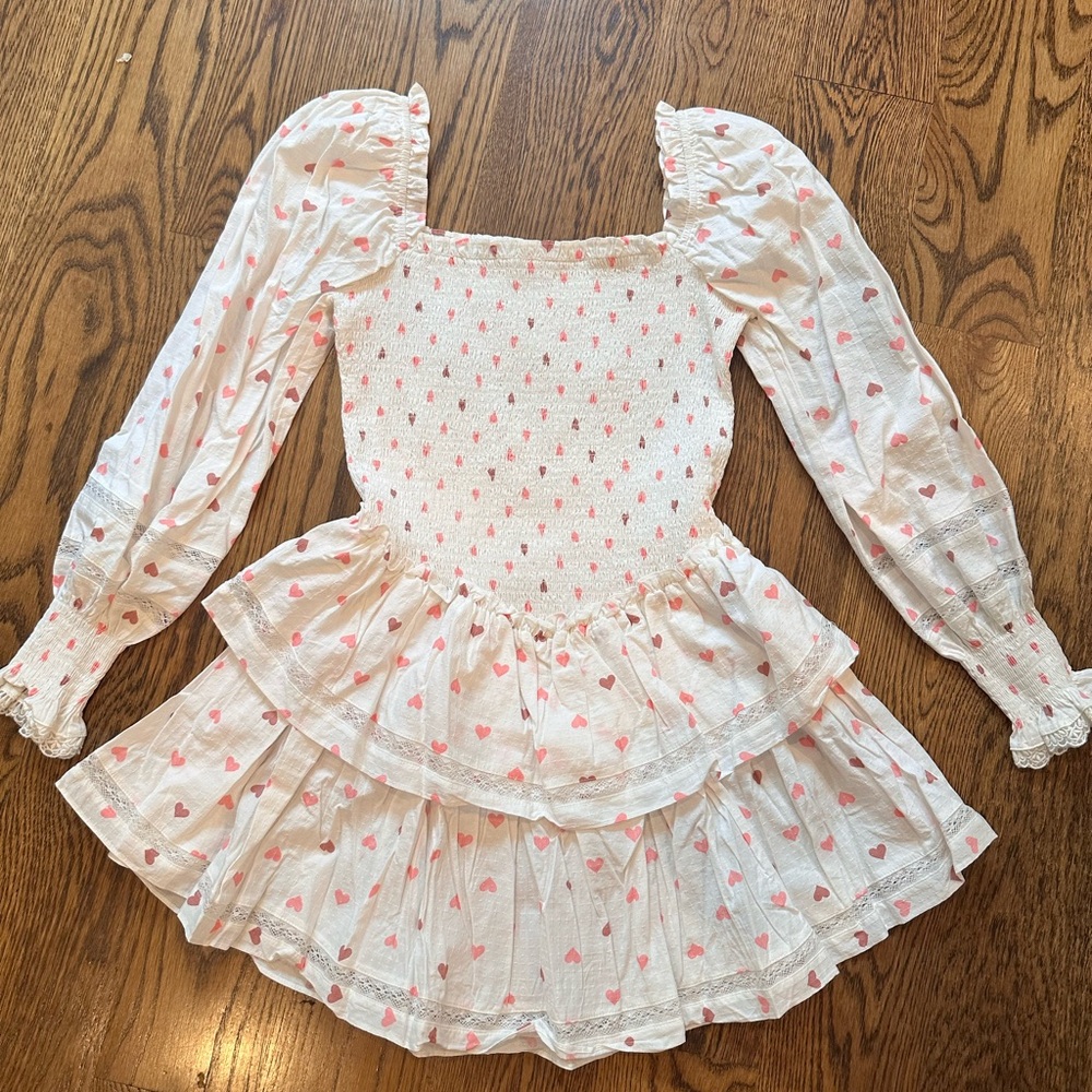 Charming White and Pink Heart Mini Dress